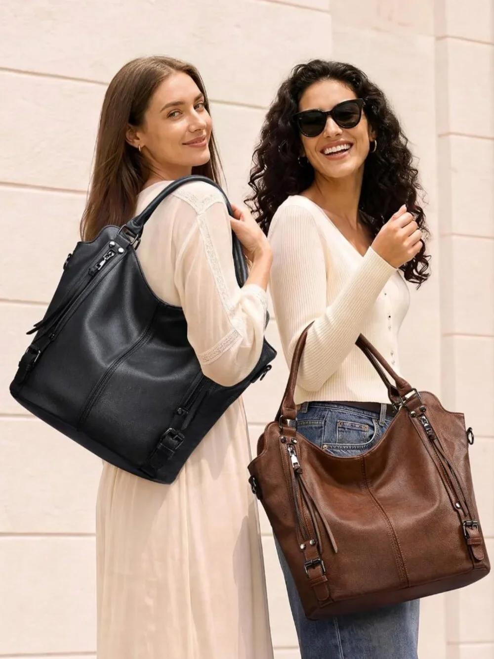 Stylish PU Leather Tote Bag for Women - Large Hobo Shoulder Purse with